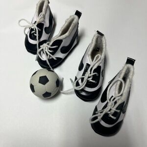Black and White Doll Soccer Shoes with Ball